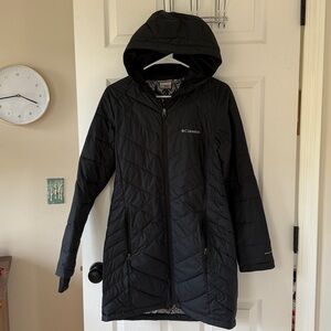 Columbia Quilted Black Hooded Coat